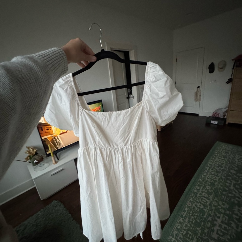 White Puff Sleeve Dress
